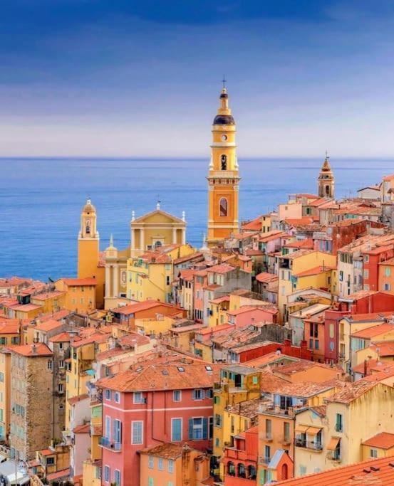 Le Garavan-Vue Mer-Plage-Clim-Terrasse Menton Dış mekan fotoğraf