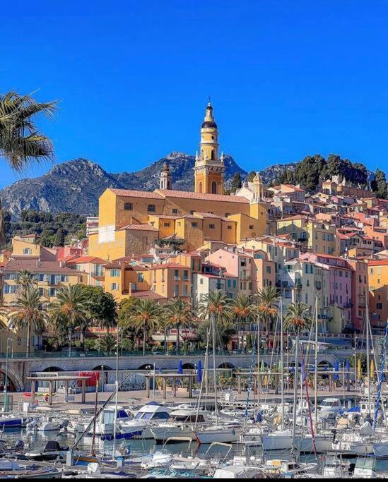 Le Garavan-Vue Mer-Plage-Clim-Terrasse Menton Dış mekan fotoğraf
